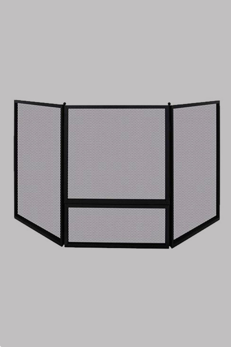 Solid steel corner nursery guard with a front gate for a wood heater.